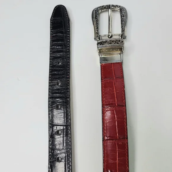 Brighton Interchangeable Red Black Leather Western Vintage Belt - Picture 5 of 11